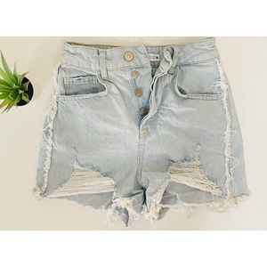 ZARA Sexy Ultra High Waist Super Distressed Cut Off Jean Shorts